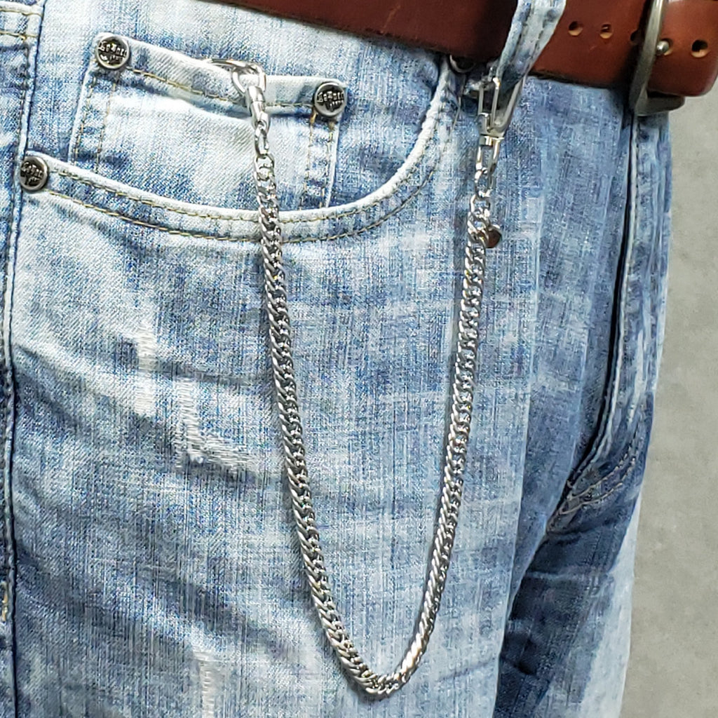 Stainless Steel Pocket Watch Chain with Steel Big Swivel Clasp FCS81