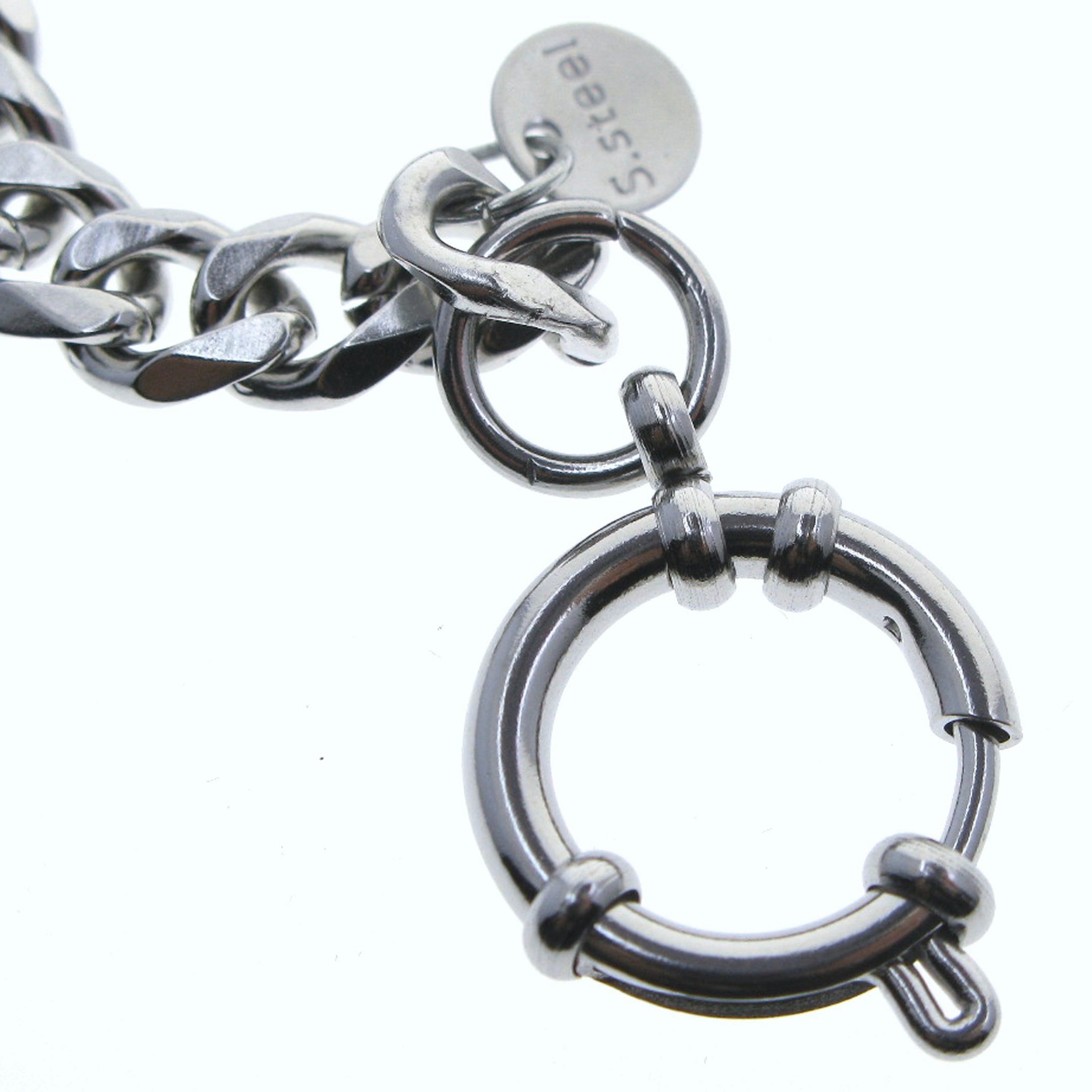 Stainless Steel Pocket Watch Chain with Steel Heavy Cuban Chain Chain & Steel Spring Ring Clasp FCS82