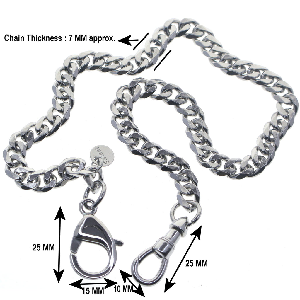 Stainless Steel Pocket Watch Chain Albert Chain with Steel Lobster Claw Clasp FCS83
