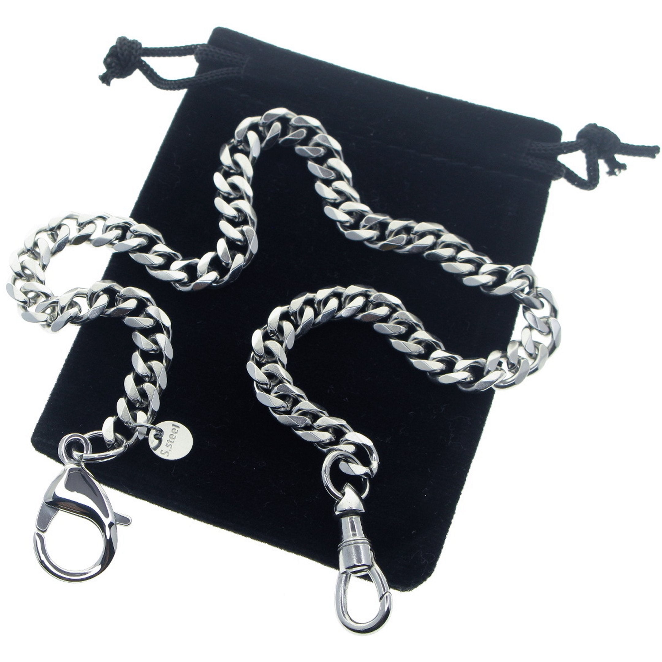 Stainless Steel Pocket Watch Chain Albert Chain with Steel Lobster Claw Clasp FCS83