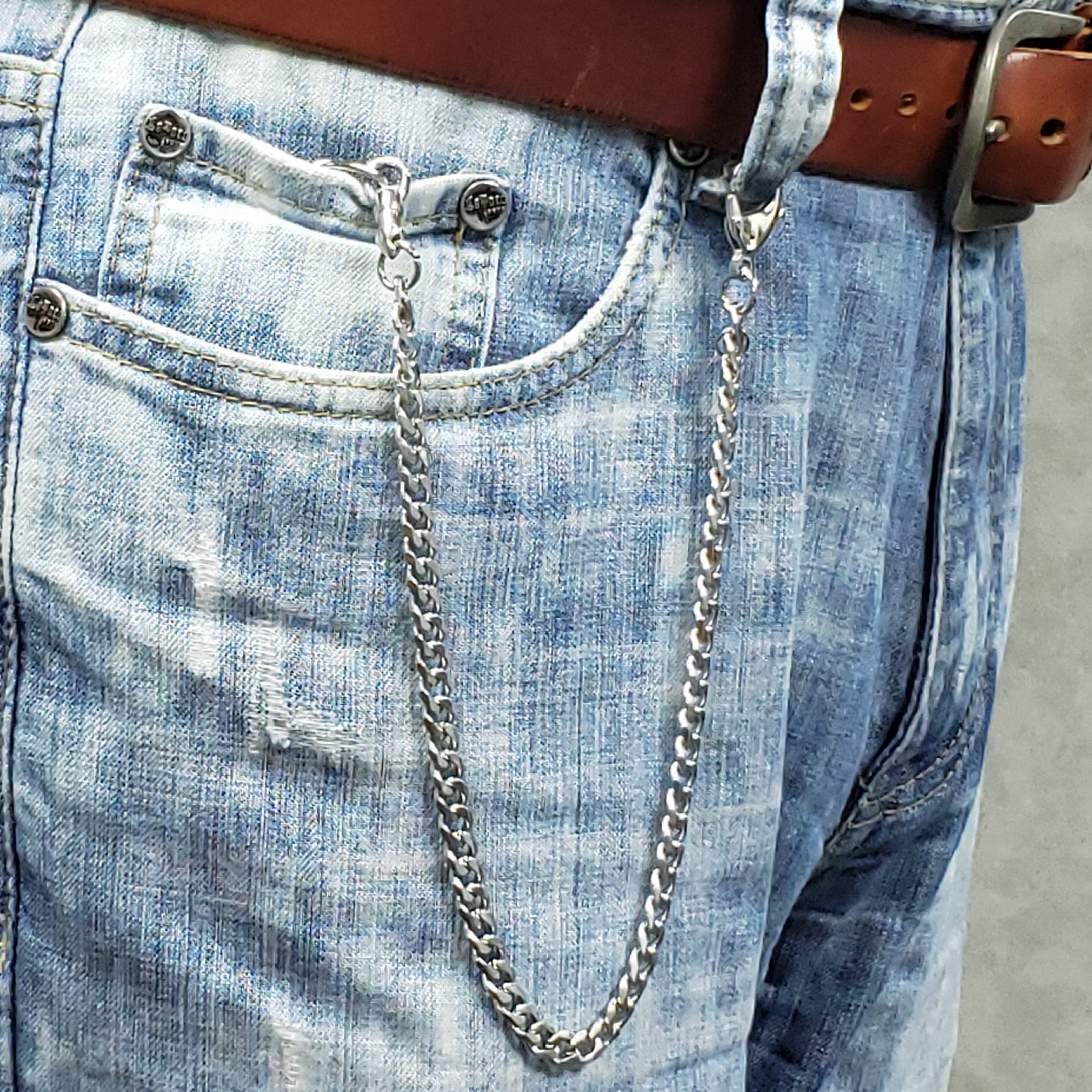 Stainless Steel Pocket Watch Chain Albert Chain with Steel Lobster Claw Clasp FCS83