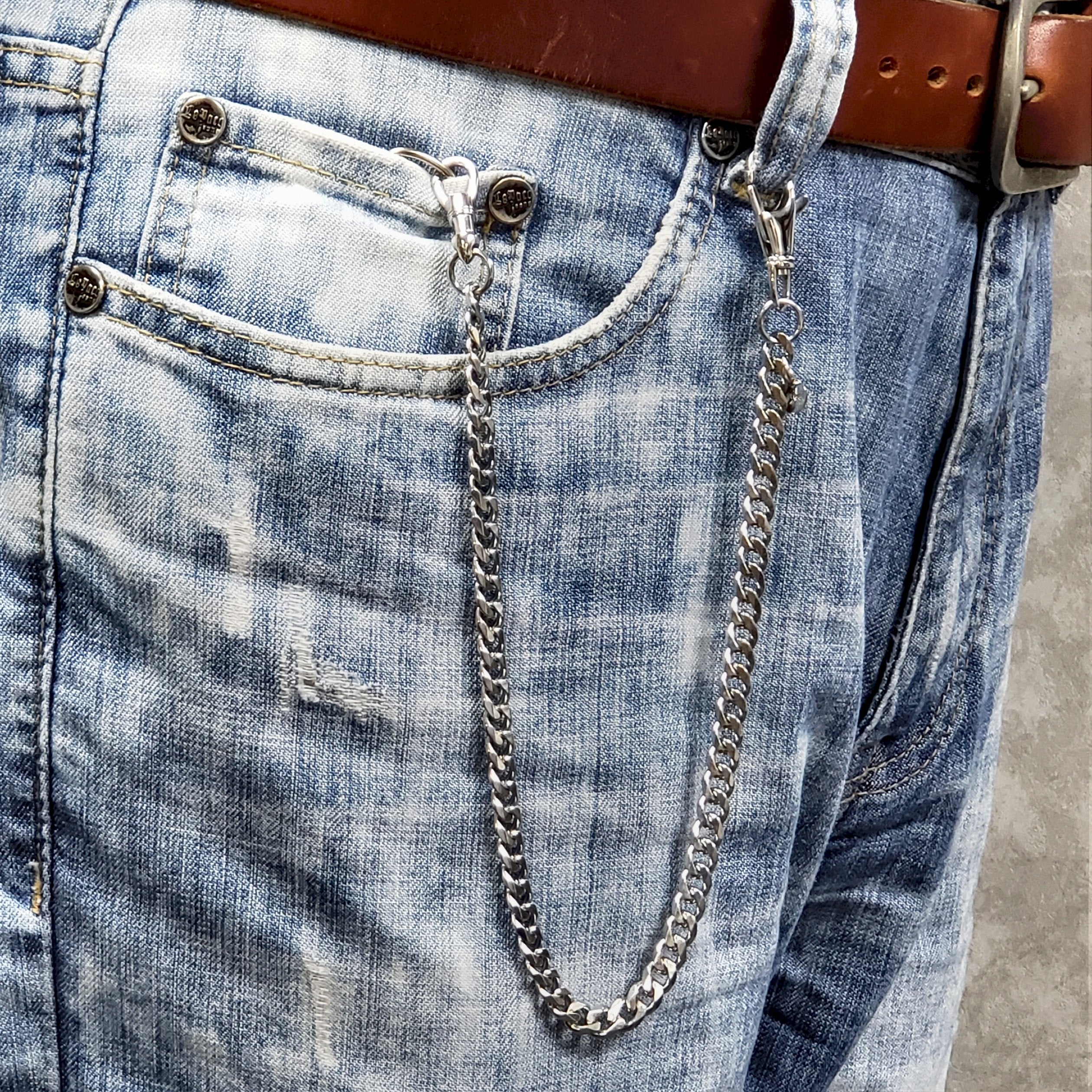 Stainless Steel Pocket Watch Chain with Steel Swivel Lobster Clasp FCS84