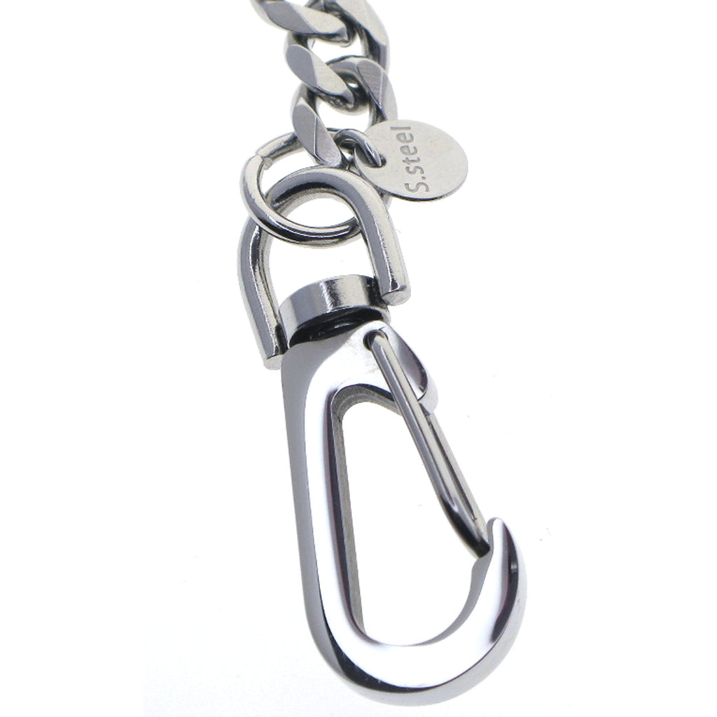 watchvshop Stainless Steel Pocket Watch Chain Albert Chain with Steel Heavy Cuban Chain, Steel Albert Swivel Clasp, Steel Big Swivel Clasp FCS85