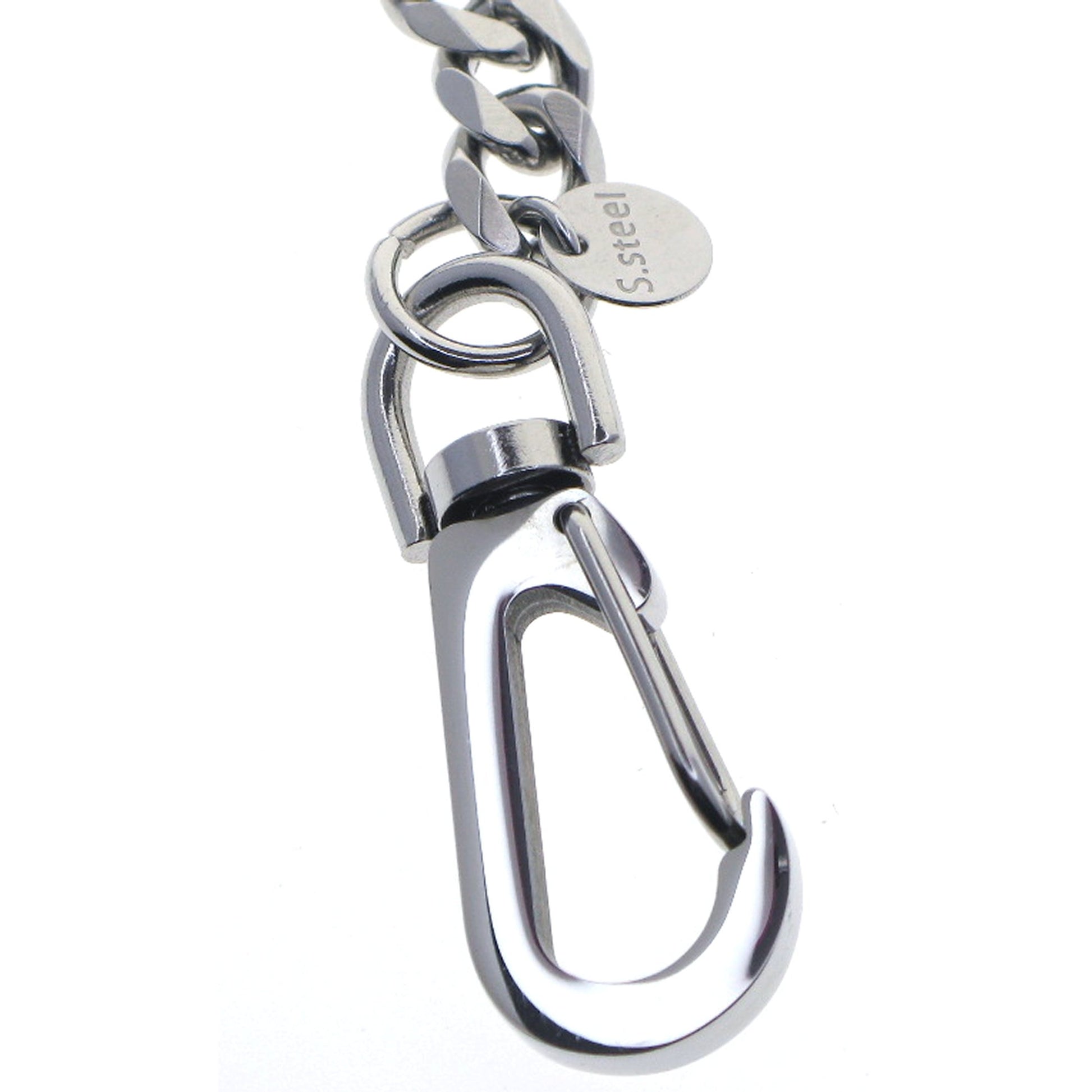 watchvshop Stainless Steel Pocket Watch Chain Albert Chain with Steel Heavy Cuban Chain, Steel Albert Swivel Clasp, Steel Big Swivel Clasp FCS85