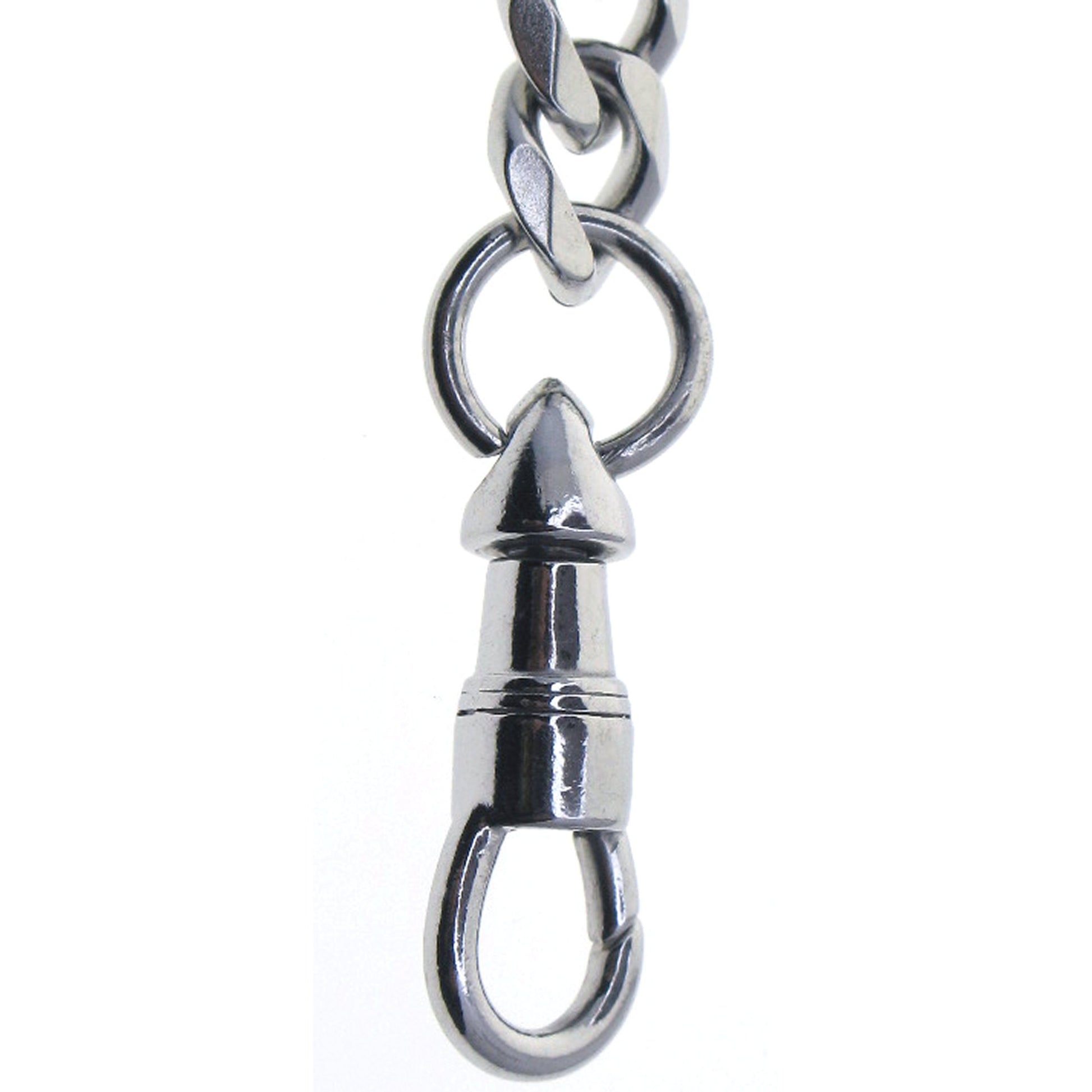 Stainless Steel Pocket Watch Chain Albert Chain with Steel Cuban Link Chain Chain, Steel Albert Swivel Clasp, Steel Spring Ring Clasp FCS86