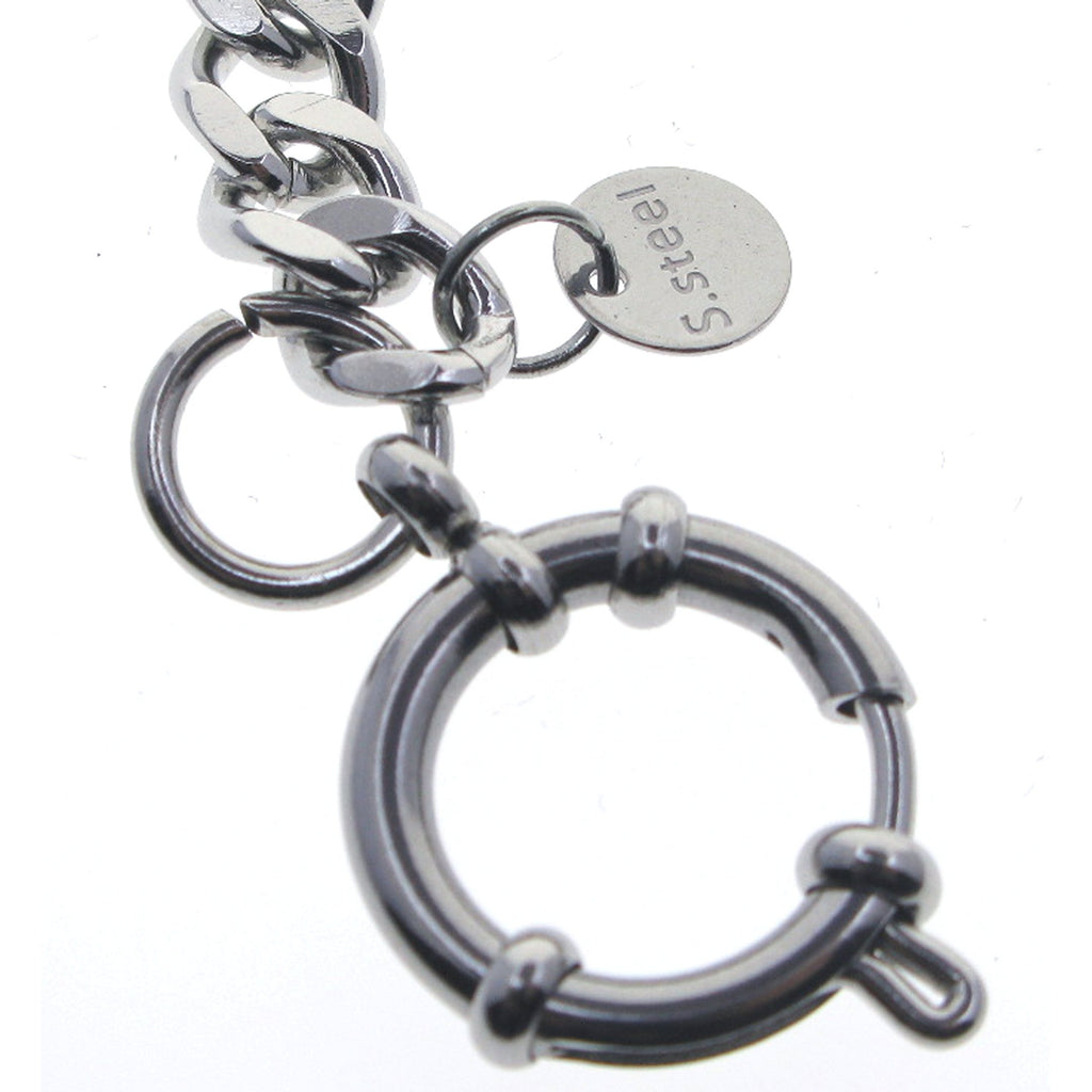 Stainless Steel Pocket Watch Chain Albert Chain with Steel Cuban Link Chain Chain, Steel Albert Swivel Clasp, Steel Spring Ring Clasp FCS86