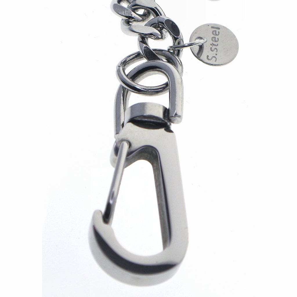 watchvshop Stainless Steel Pocket Watch Chain Albert Chain with Steel Cuban Link Chain, Steel Albert Swivel Clasp, Steel Big Swivel Clasp FCS89