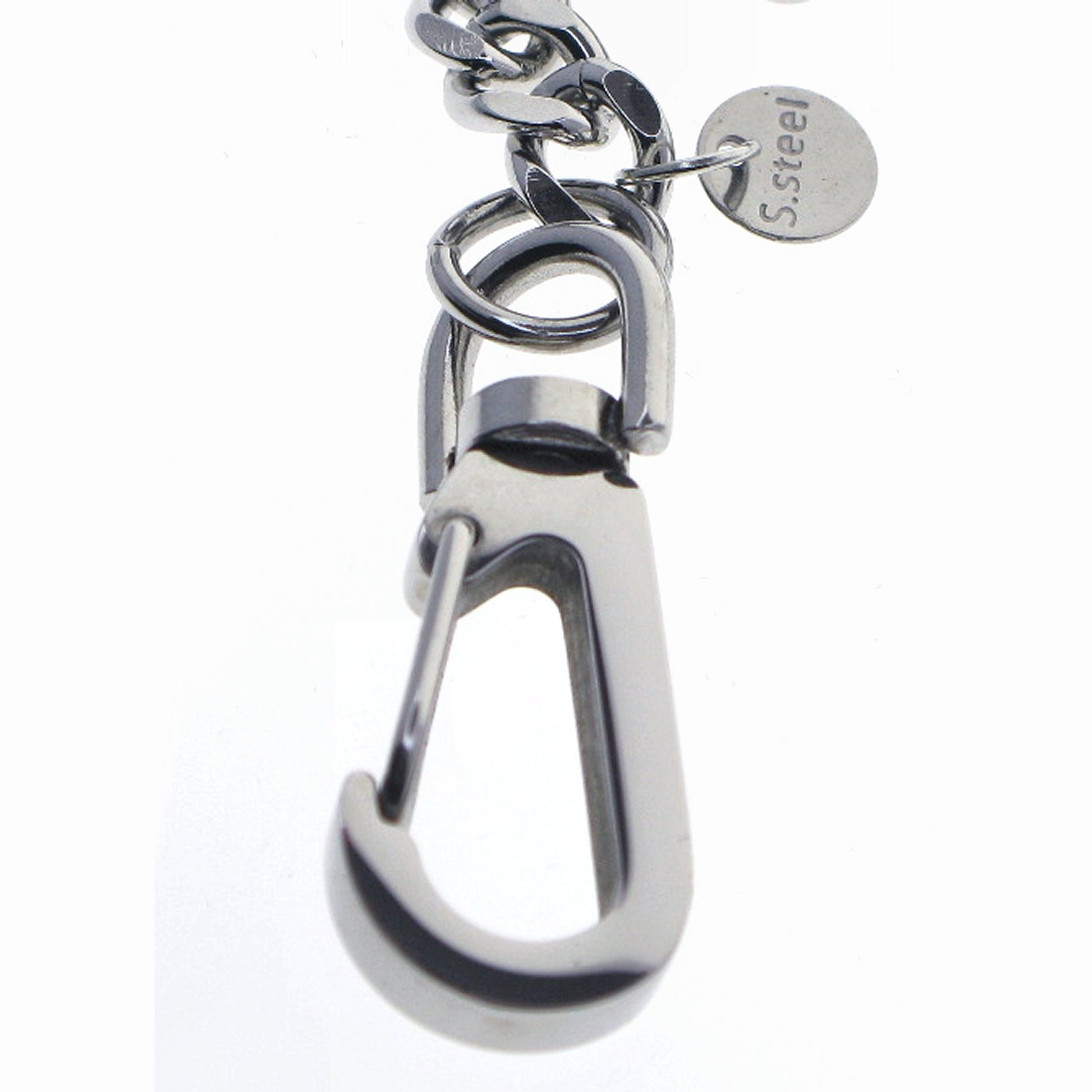 watchvshop Stainless Steel Pocket Watch Chain Albert Chain with Steel Cuban Link Chain, Steel Albert Swivel Clasp, Steel Big Swivel Clasp FCS89