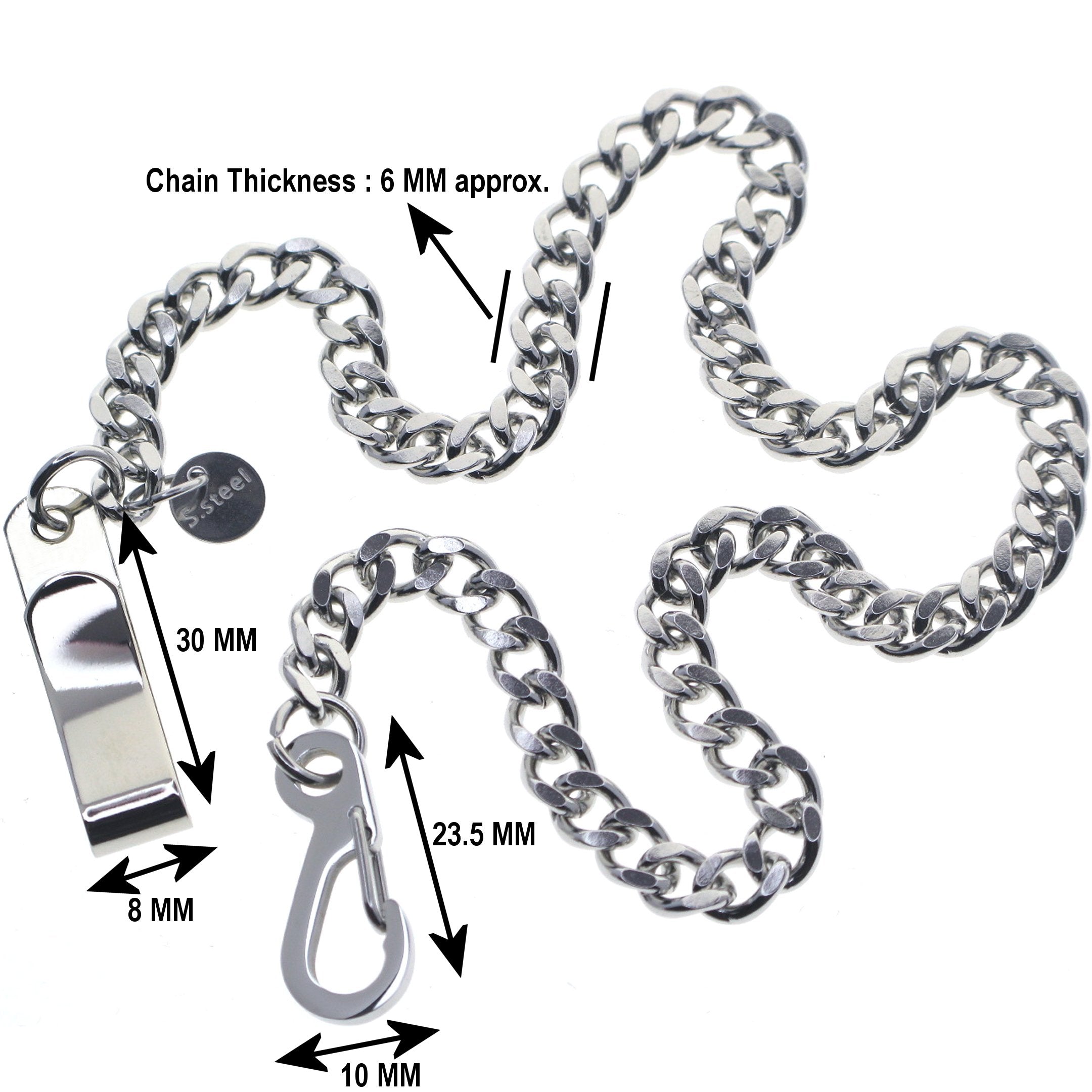 Stainless Steel Pocket Watch Chain with Belt Clip FCS90