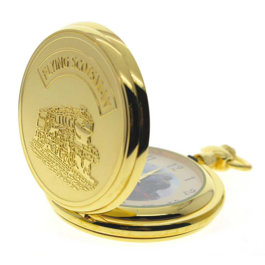 Flying Scotsman Gold Pocket Watch open view