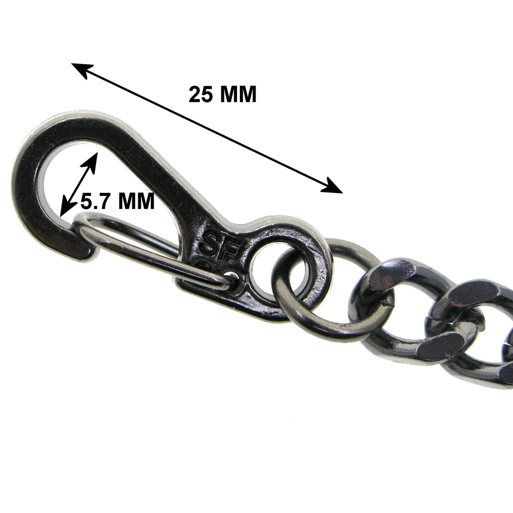 Pocket Watch Chain Albert Chain Gunmetal Black Color Heavy Metal 7 MM Thick Cuban Curb Link Chain with Swivel Lobster Clasp FC66