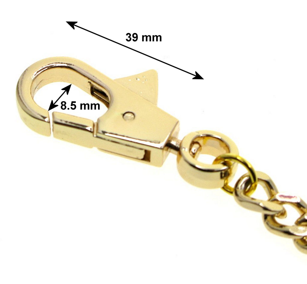 Gold Color Pocket Watch Chain with Heavy 7 MM Curb Link Chain & Swivel Lobster Clasp FC68
