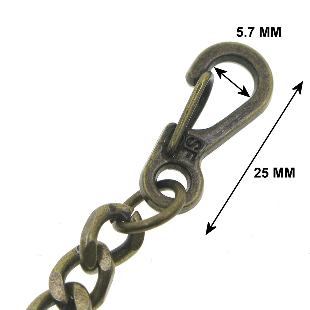Bronze Pocket Watch Chain with Heavy 7 MM Cuban Chain & Swivel Lobster Clasp FC69