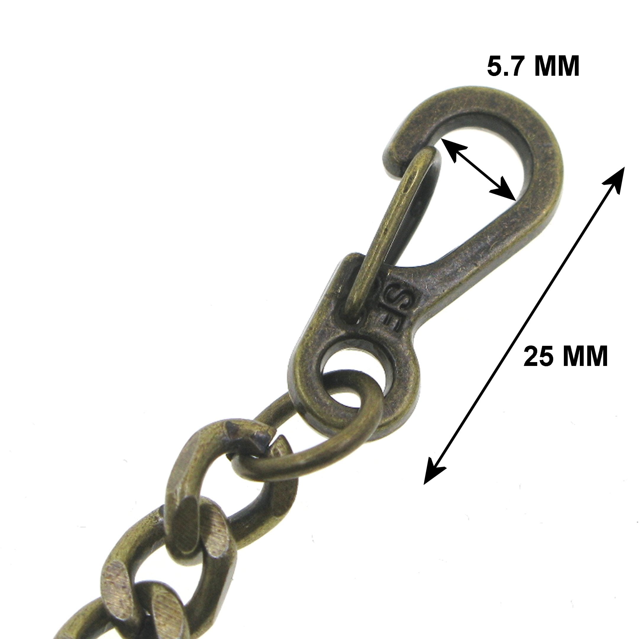 Bronze Pocket Watch Chain with Heavy 7 MM Cuban Chain & Swivel Lobster Clasp FC69