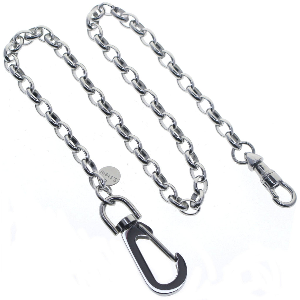 watchvshop Stainless Steel Pocket Watch Chain Albert Chain with Steel Cable Belcher Chain, Steel Albert Swivel Clasp, Steel Big Swivel Clasp FCS74