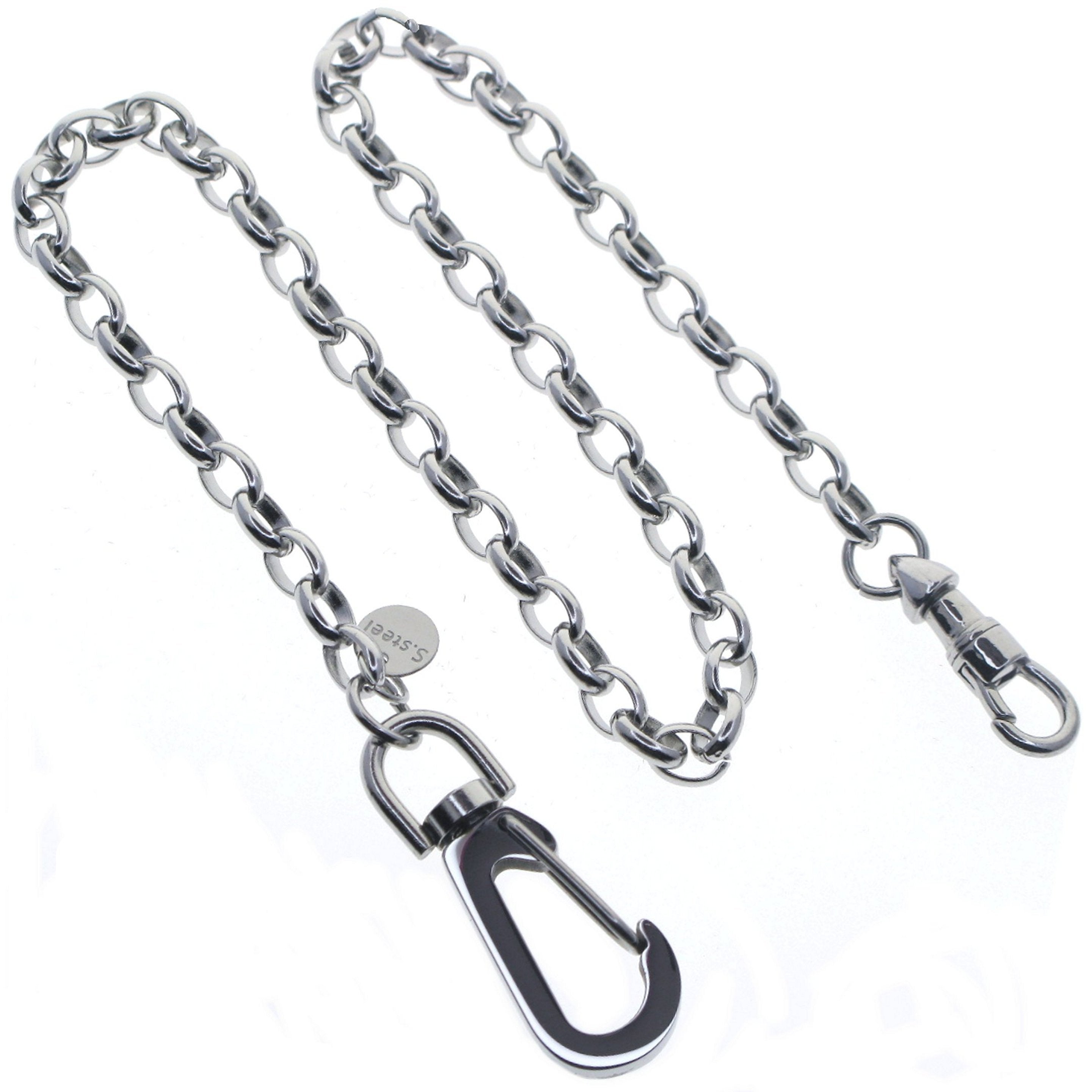 Stainless Steel Pocket Watch Chain with Steel Cable Chain & Big Swivel Clasp FCS74