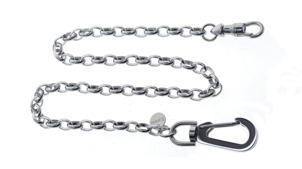 watchvshop Stainless Steel Pocket Watch Chain Albert Chain with Steel Cable Belcher Chain, Steel Albert Swivel Clasp, Steel Big Swivel Clasp FCS74