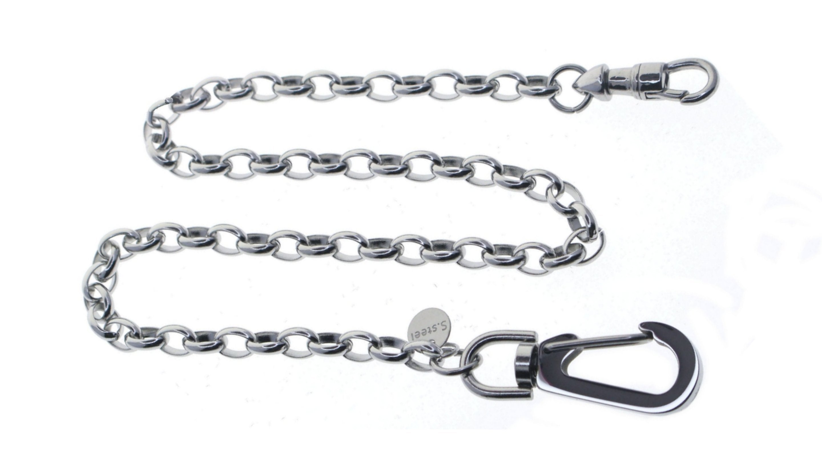 Stainless Steel Pocket Watch Chain with Steel Cable Chain & Big Swivel Clasp FCS74