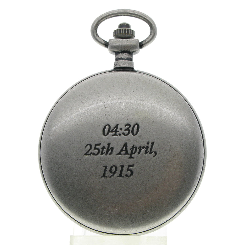 Silver Pocket Watch with Gallipoli Landing Date and Time Case Back