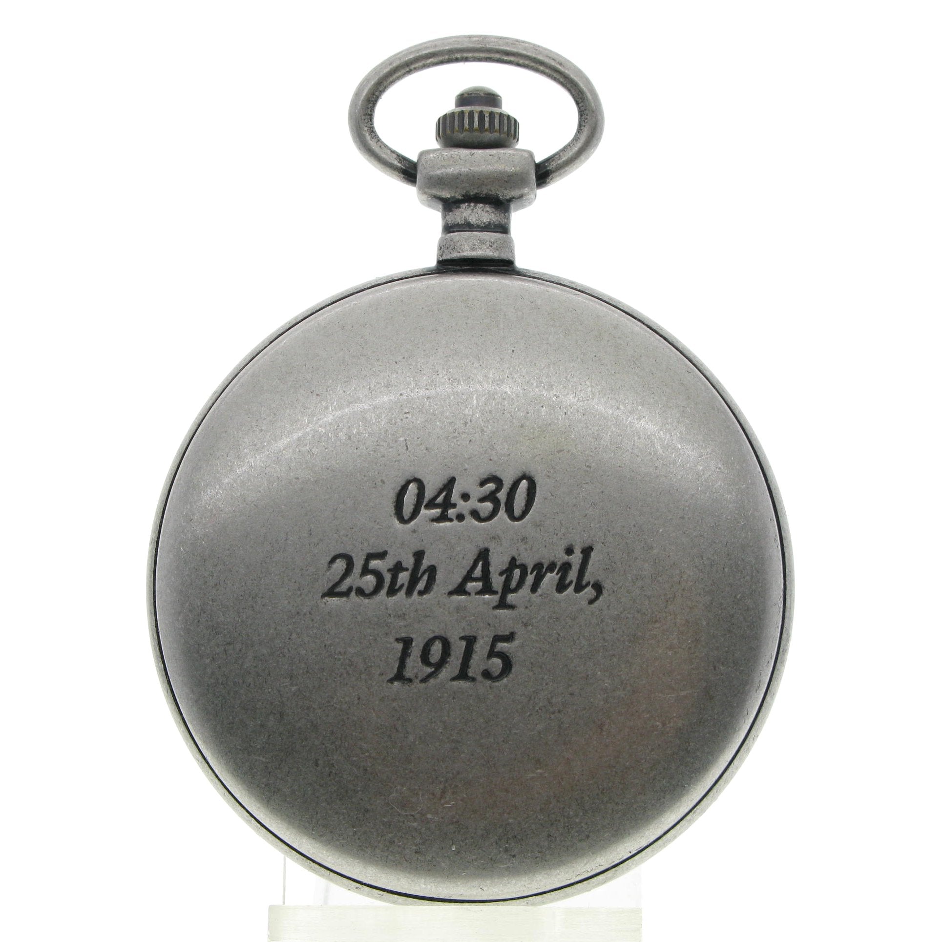 Silver Pocket Watch with Gallipoli Landing Date and Time Case Back