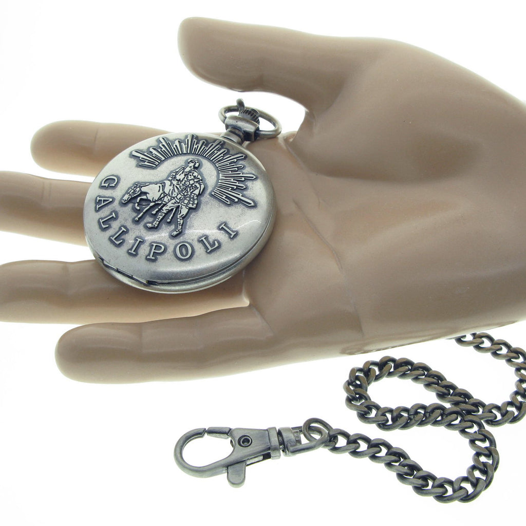 Silver Pocket Watch Gallipoli Campaign Cover on hand