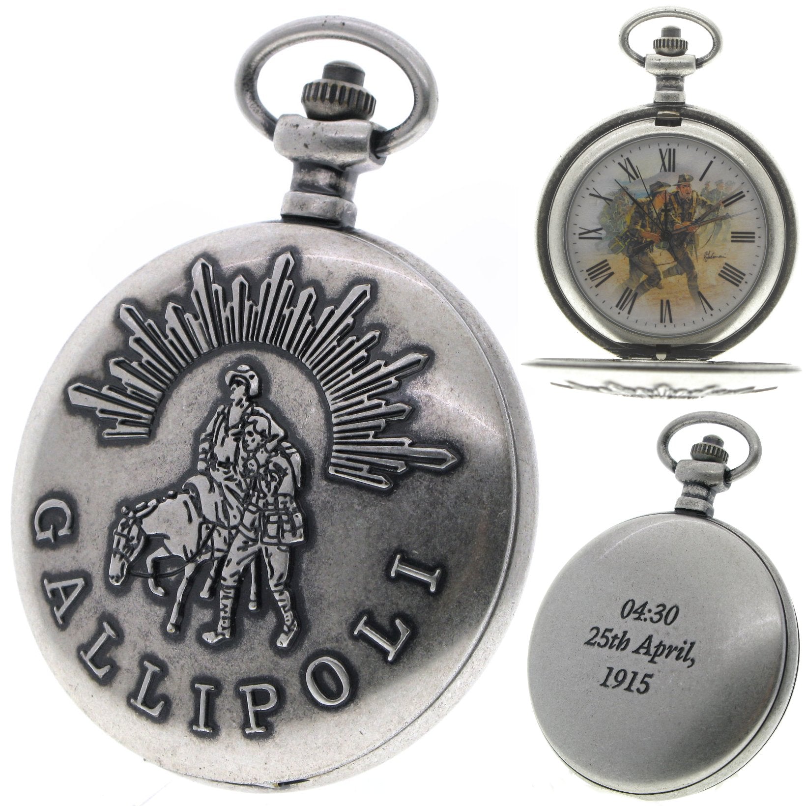 Gallipoli Memorial Silver Pocket Watch