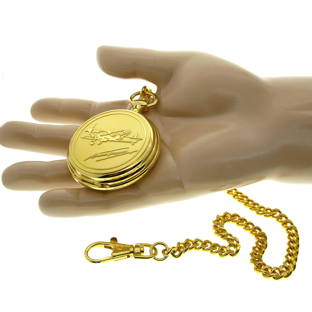 Lancaster Bomber Pocket Watch showing size on hand