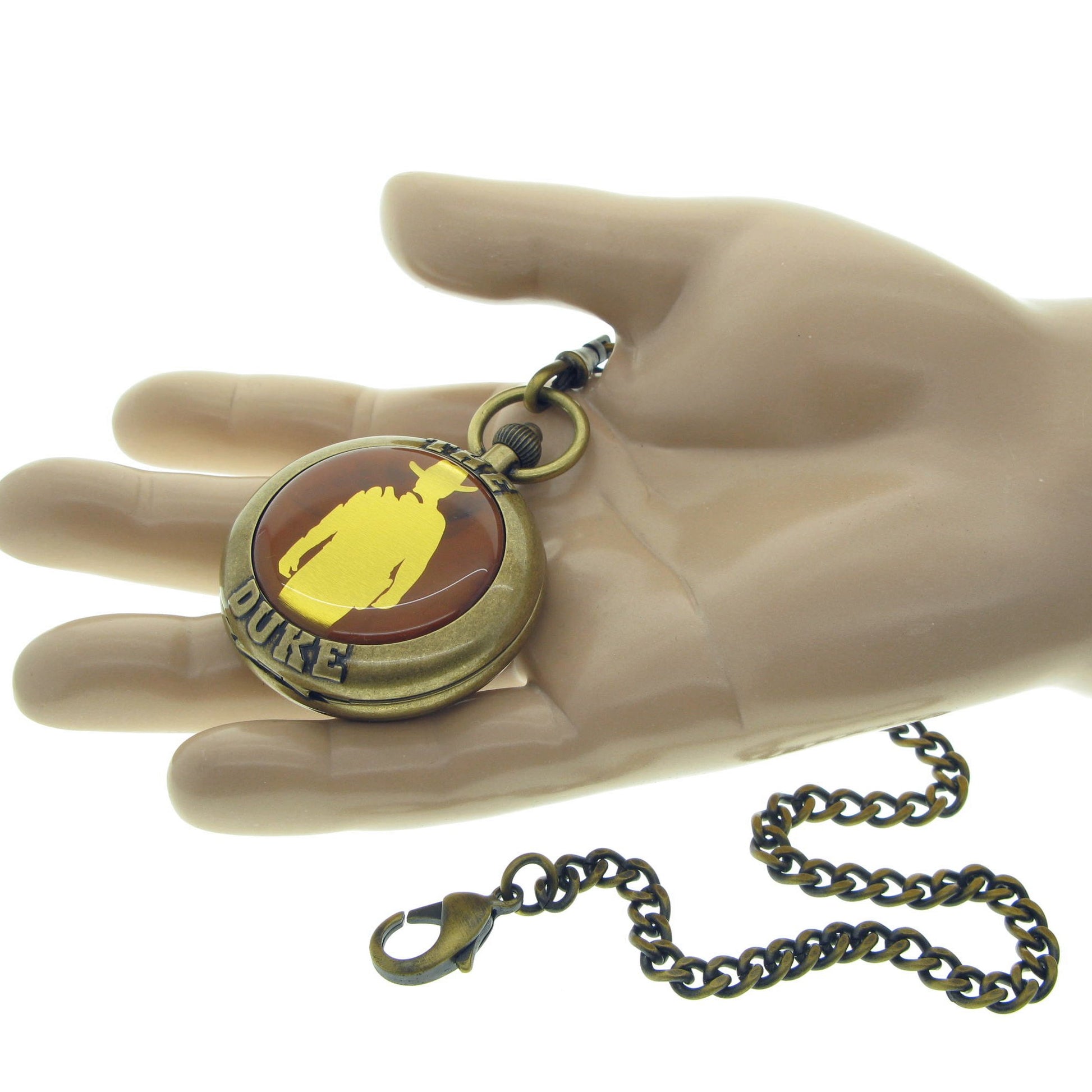 Vintage Pocket Watch JOHN WAYNE The Duke Memorial Men Watch with Fob Chain C71