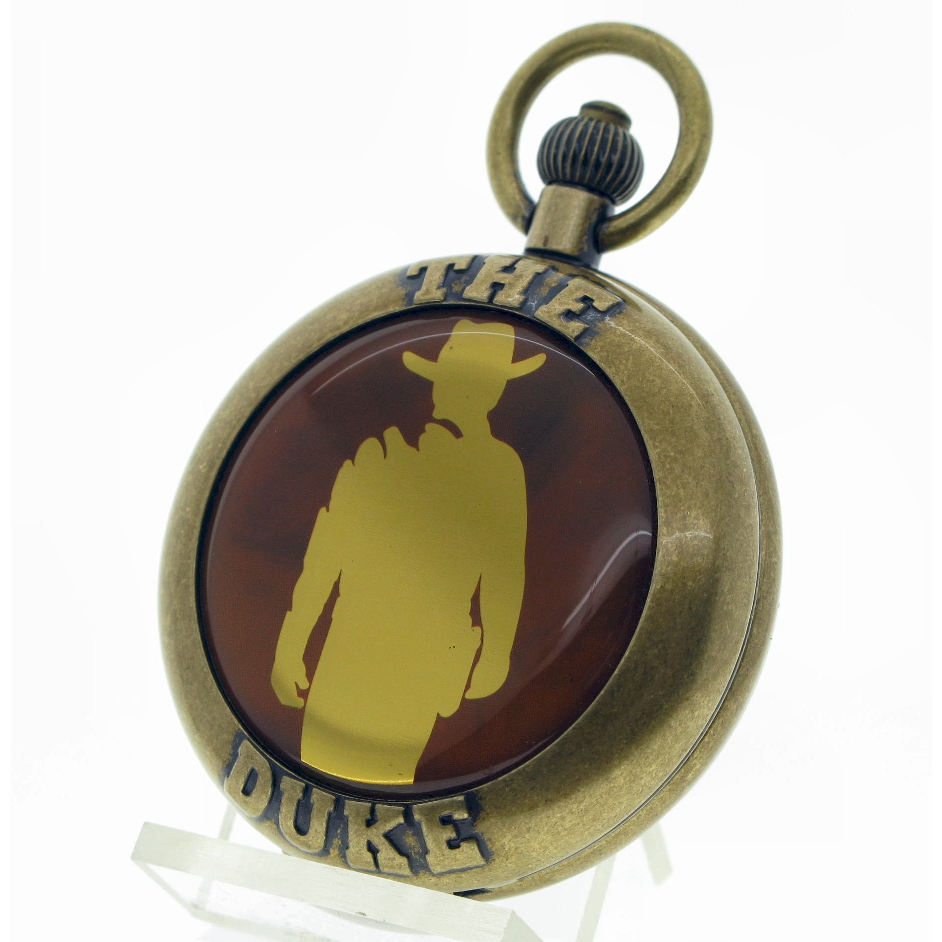 Vintage Pocket Watch JOHN WAYNE The Duke Memorial Men Watch with Fob Chain C71