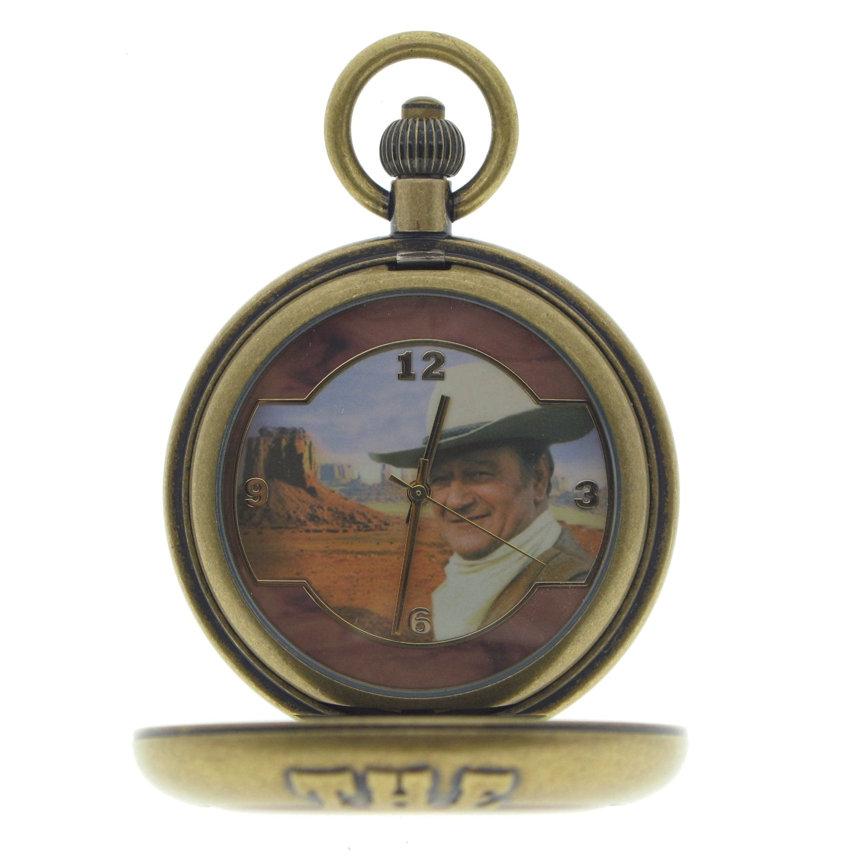 Vintage Pocket Watch JOHN WAYNE The Duke Memorial Men Watch with Fob Chain C71