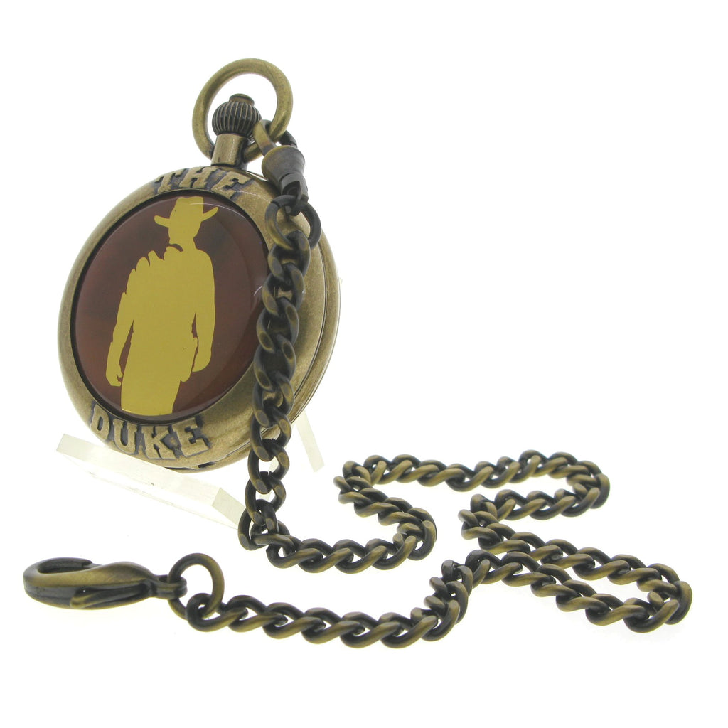 Vintage Pocket Watch JOHN WAYNE The Duke Memorial Men Watch with Fob Chain C71