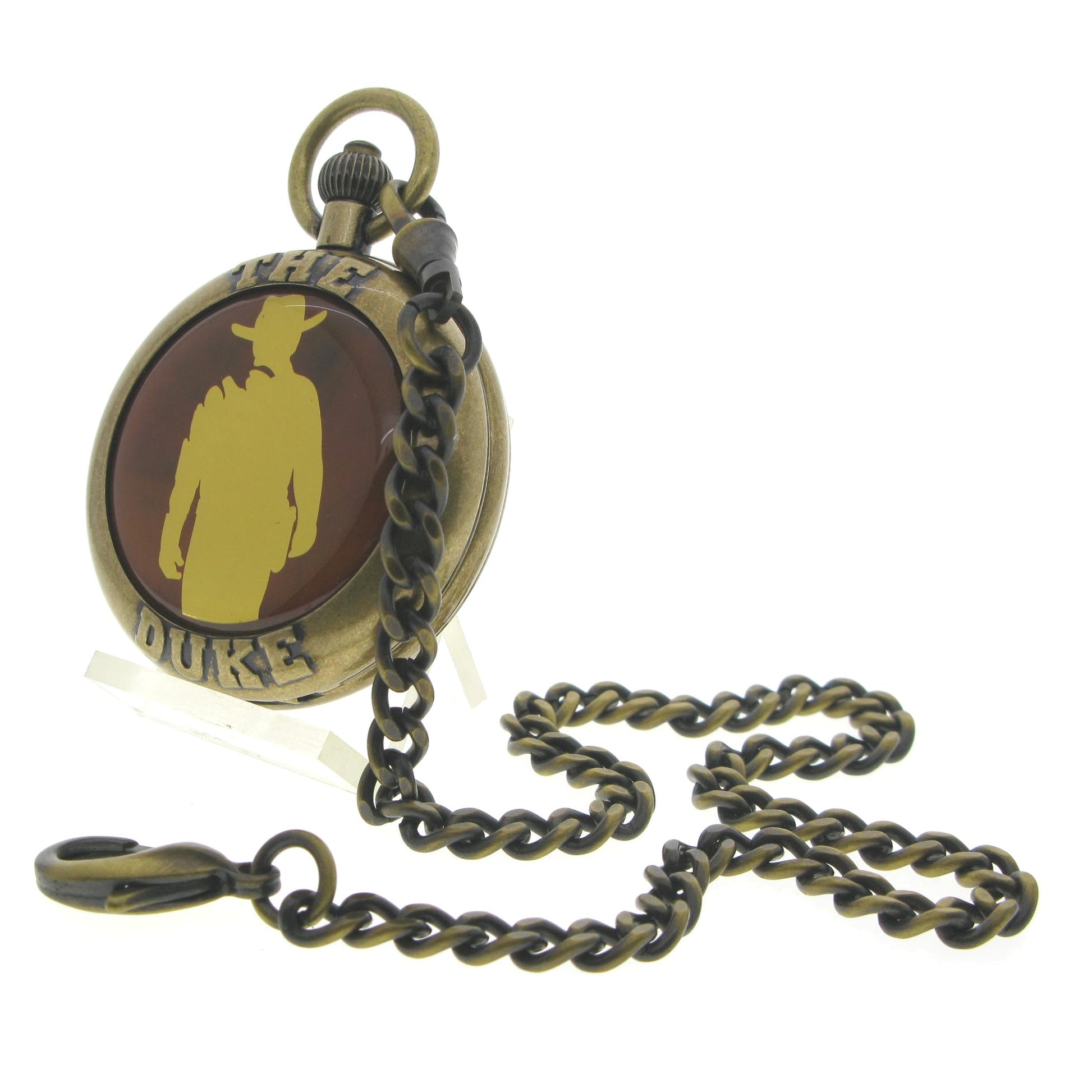 Vintage Pocket Watch JOHN WAYNE The Duke Memorial Men Watch with Fob Chain C71