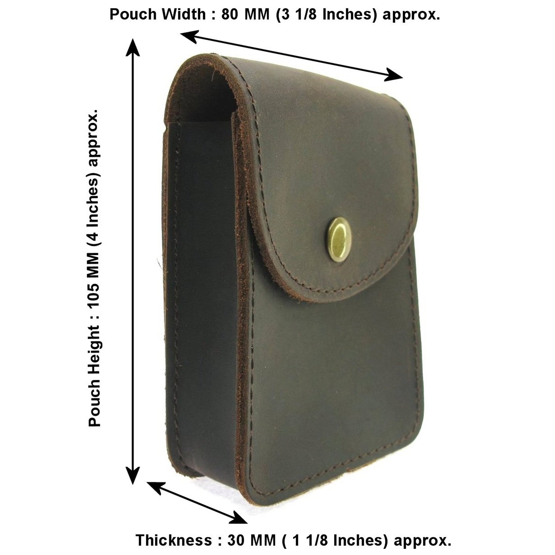 Genuine Leather Pouch Extra Large Size Pocket Watch Holder Dark Brown Color LP05