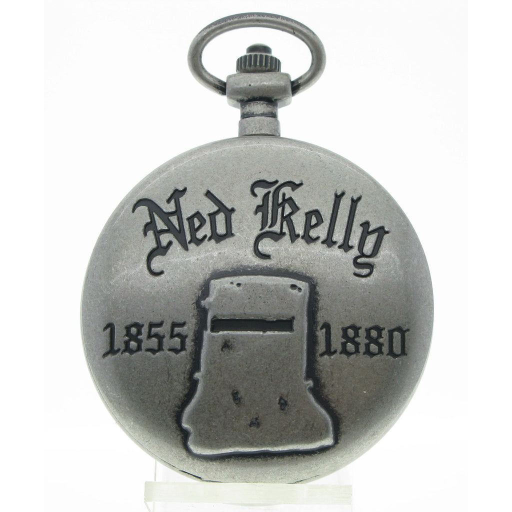 NED KELLY 1855-1880 Memorial Silver Color Pocket Watch Men Gift Set with Fob Chain C74