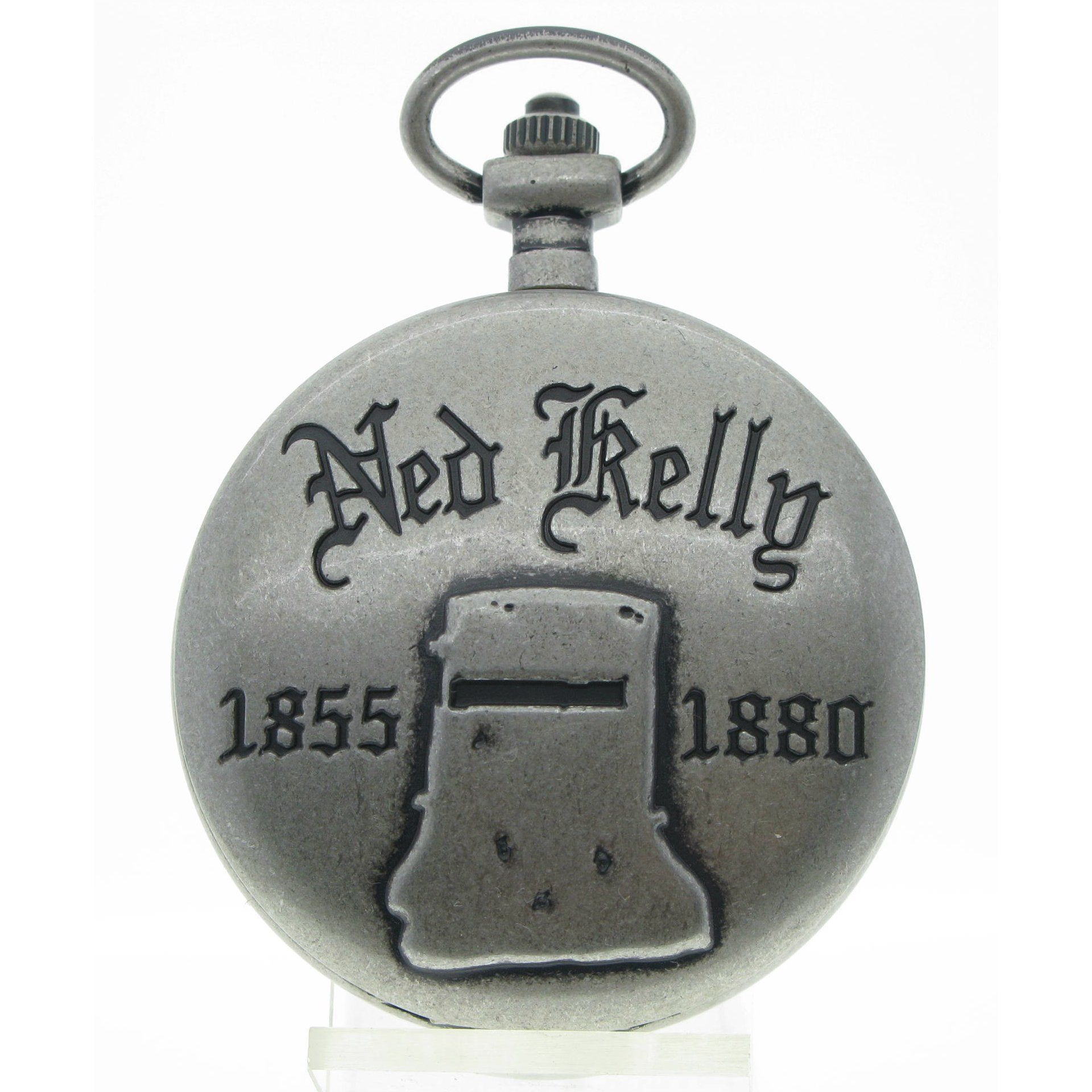 NED KELLY 1855-1880 Memorial Silver Color Pocket Watch Men Gift Set with Fob Chain C74