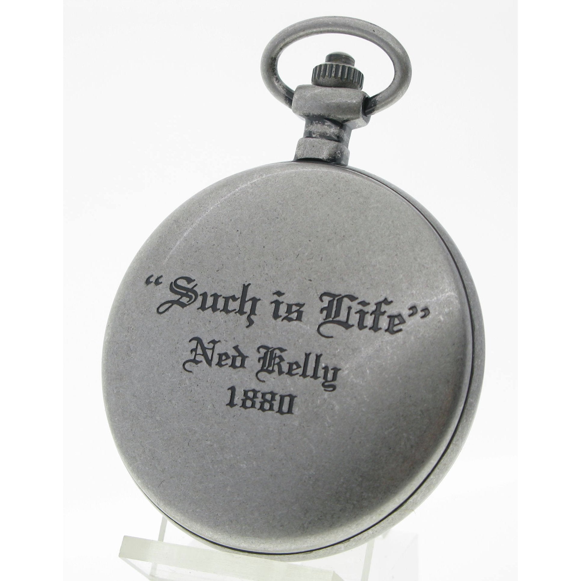 NED KELLY 1855-1880 Memorial Silver Color Pocket Watch Men Gift Set with Fob Chain C74