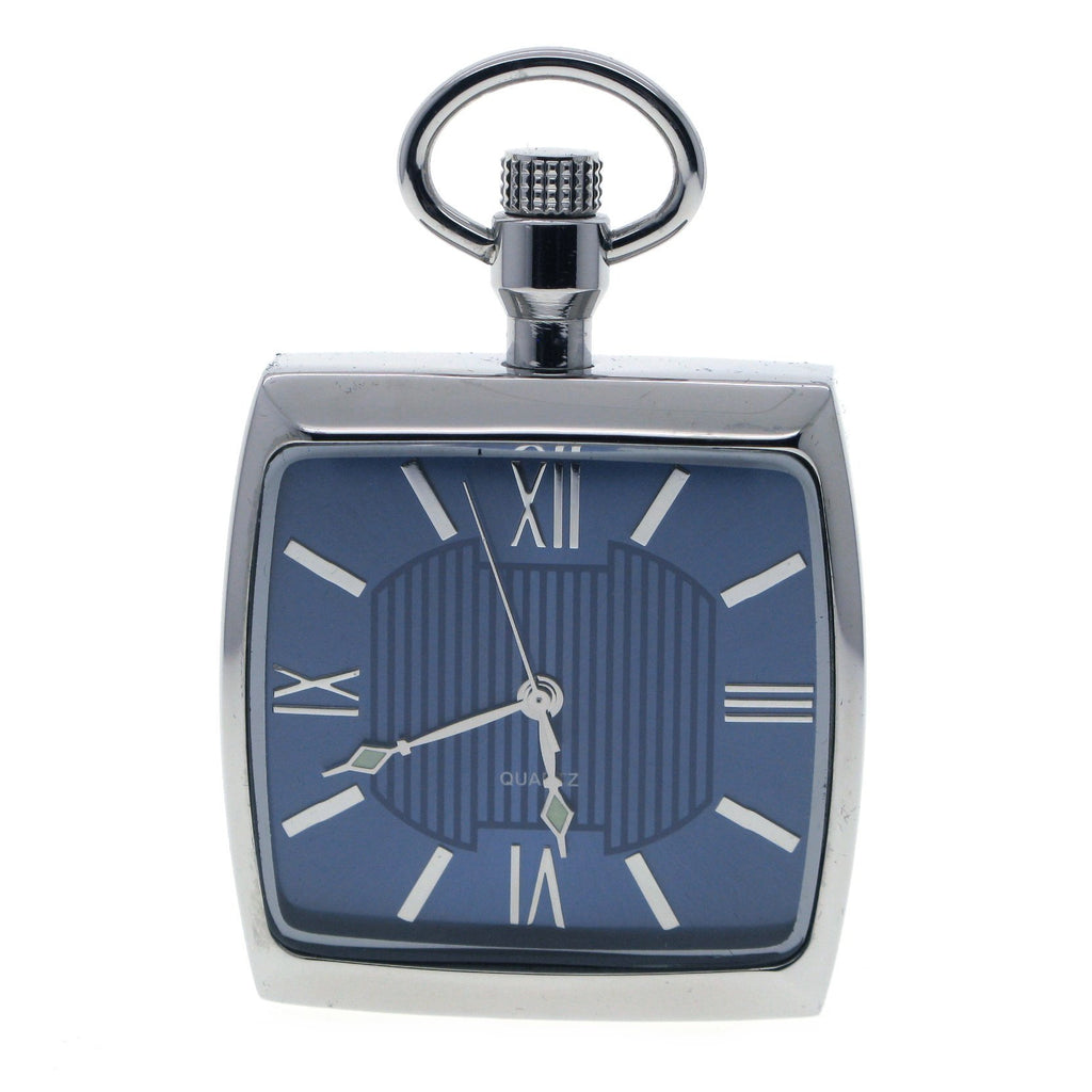 STEEL Square Pocket Watch Blue Dial P251