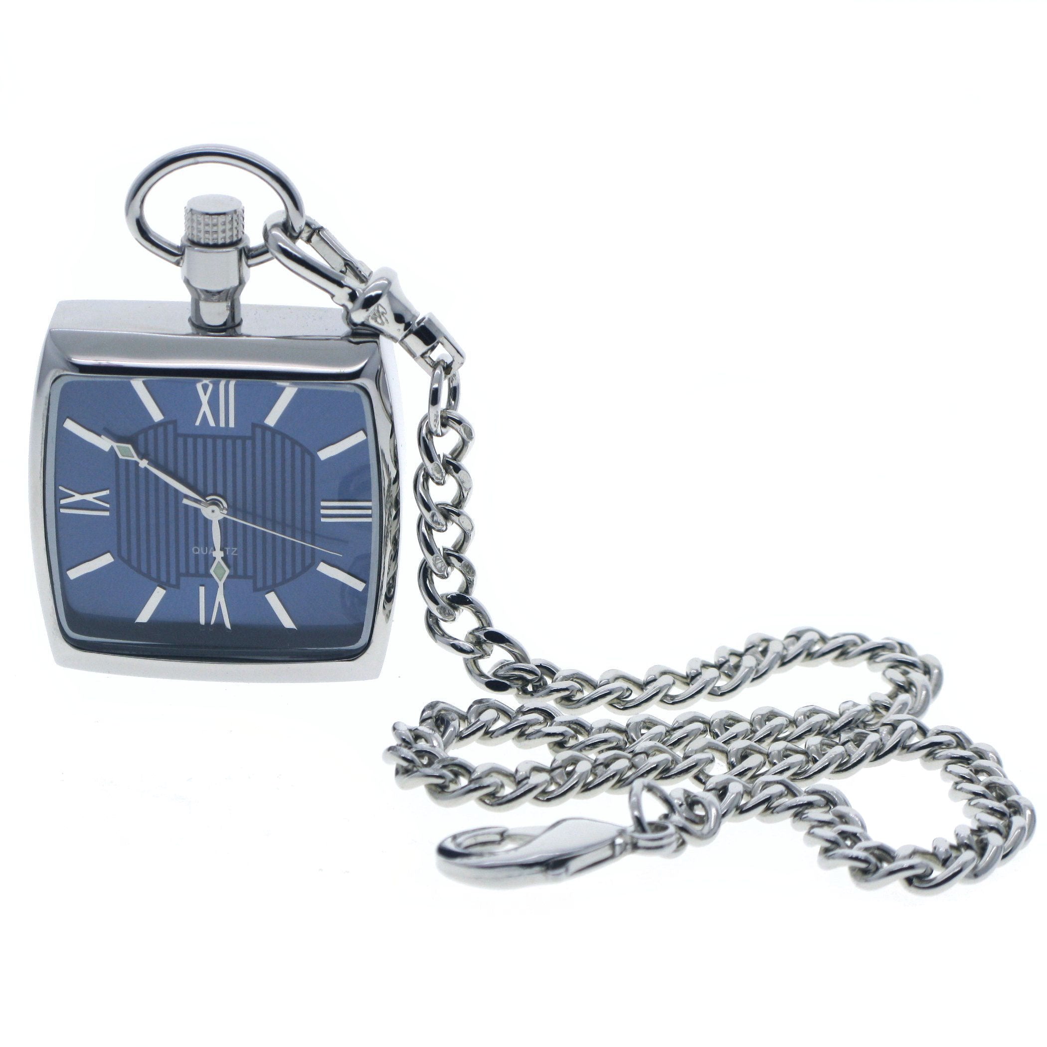 STEEL Square Pocket Watch Blue Dial P251
