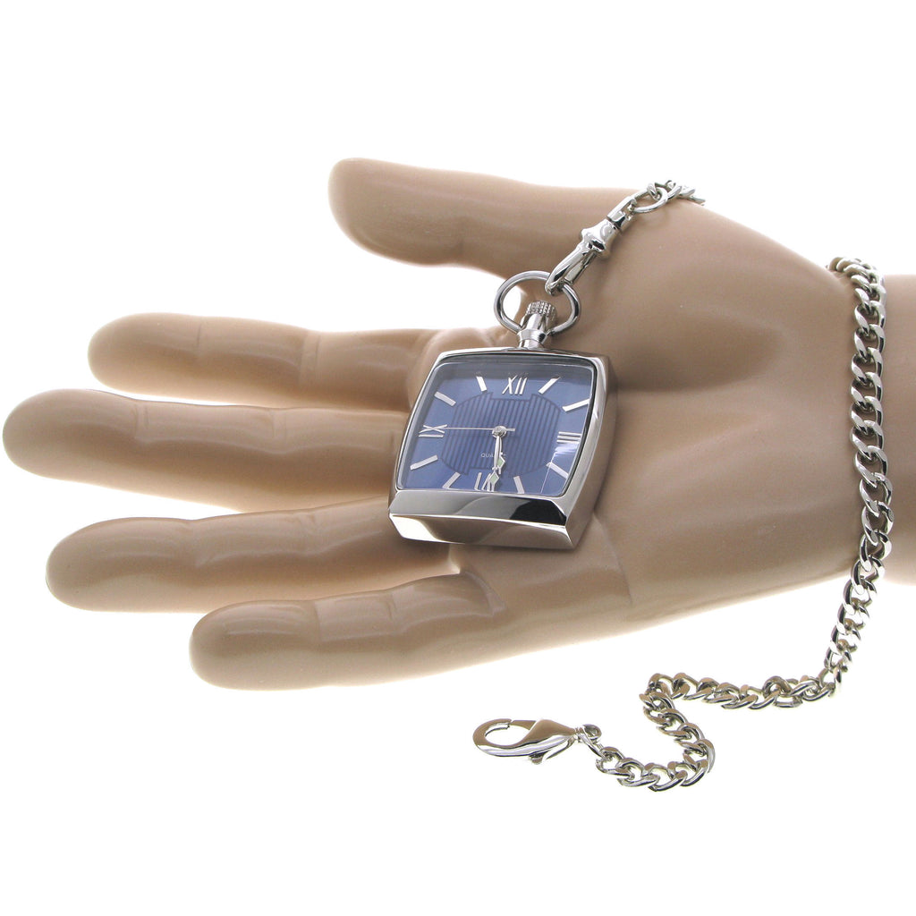 STEEL Square Pocket Watch Blue Dial P251