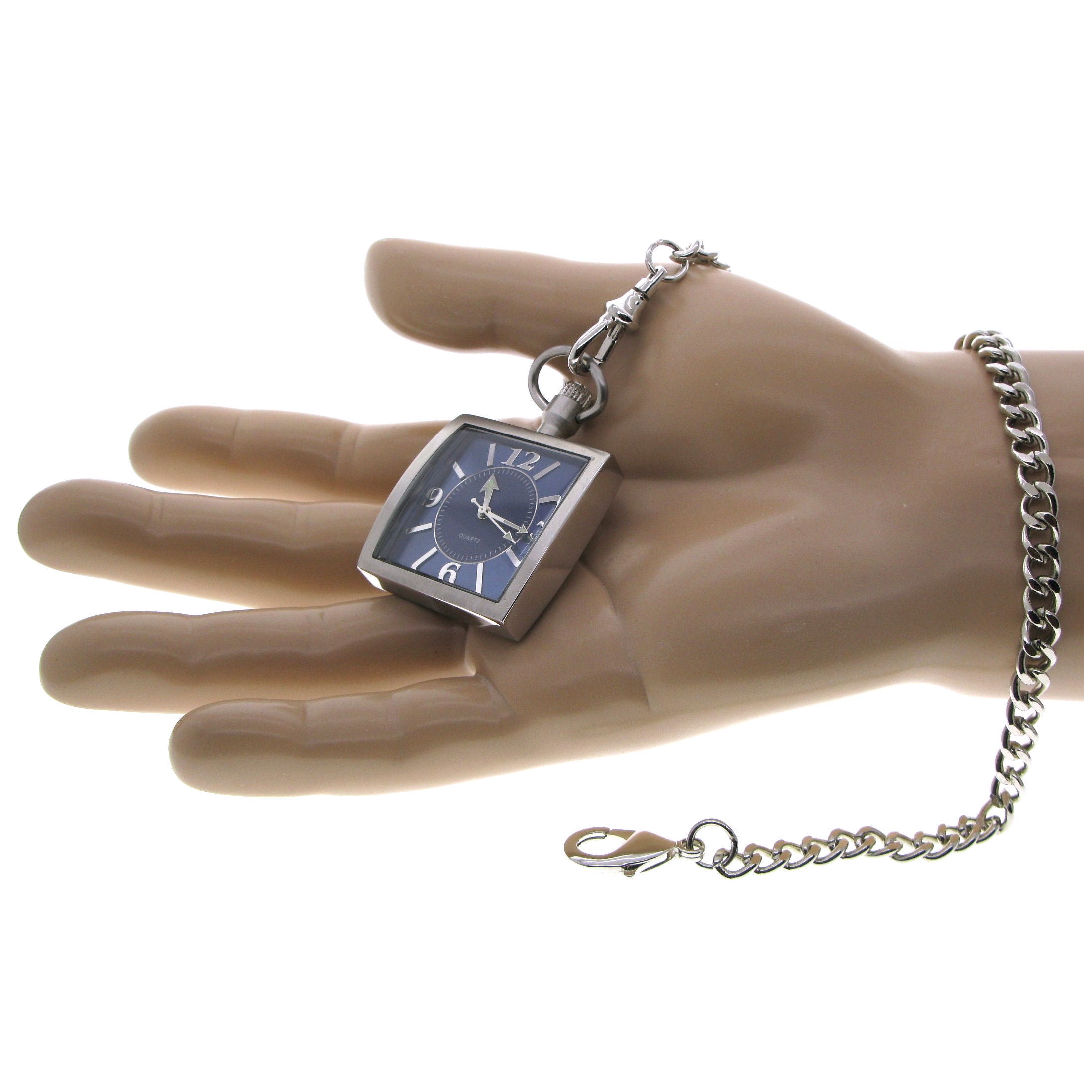 STEEL Square Pocket Watch Blue Dial P254