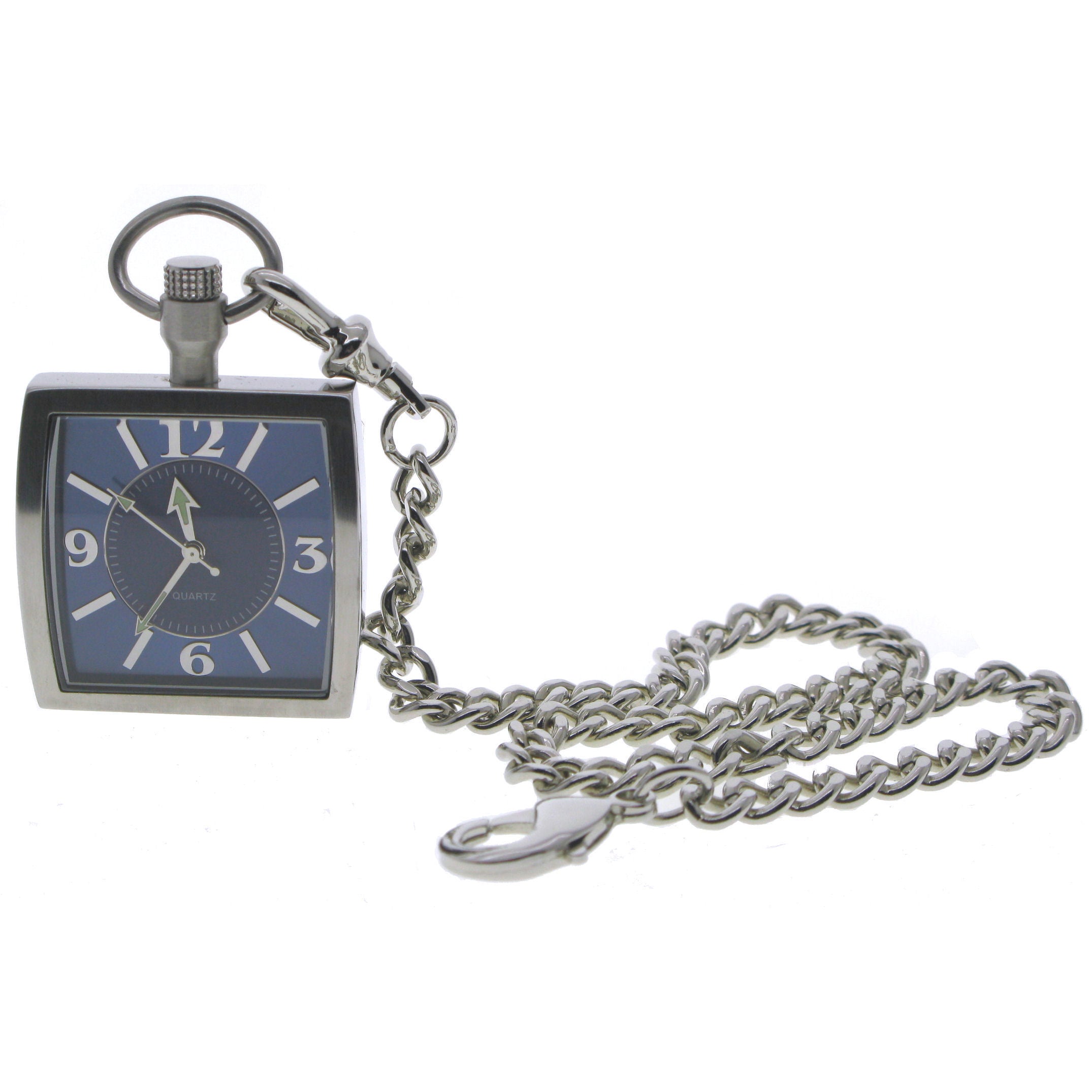 STEEL Square Pocket Watch Blue Dial P254