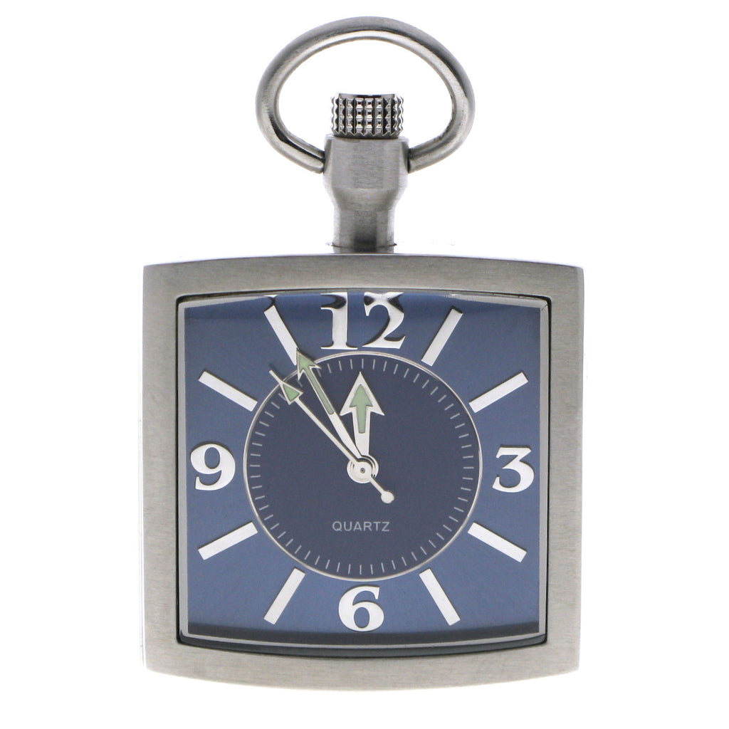 STEEL Square Pocket Watch Blue Dial P257