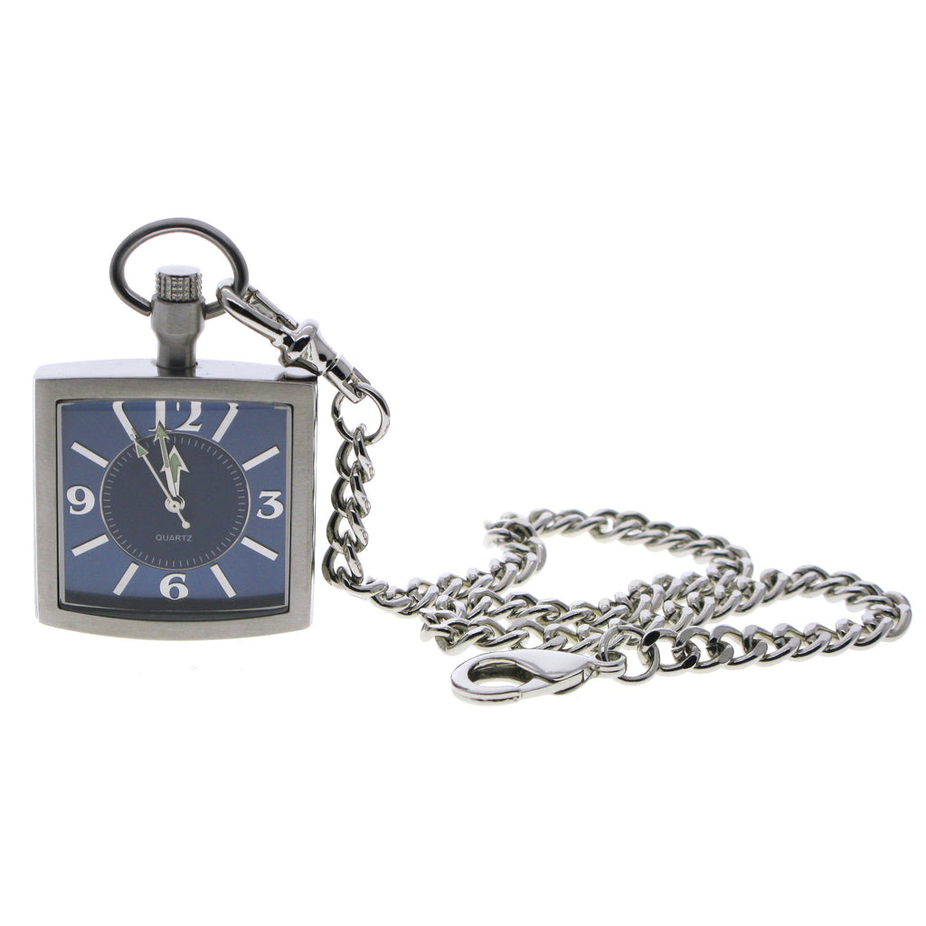 STEEL Square Pocket Watch Blue Dial P257