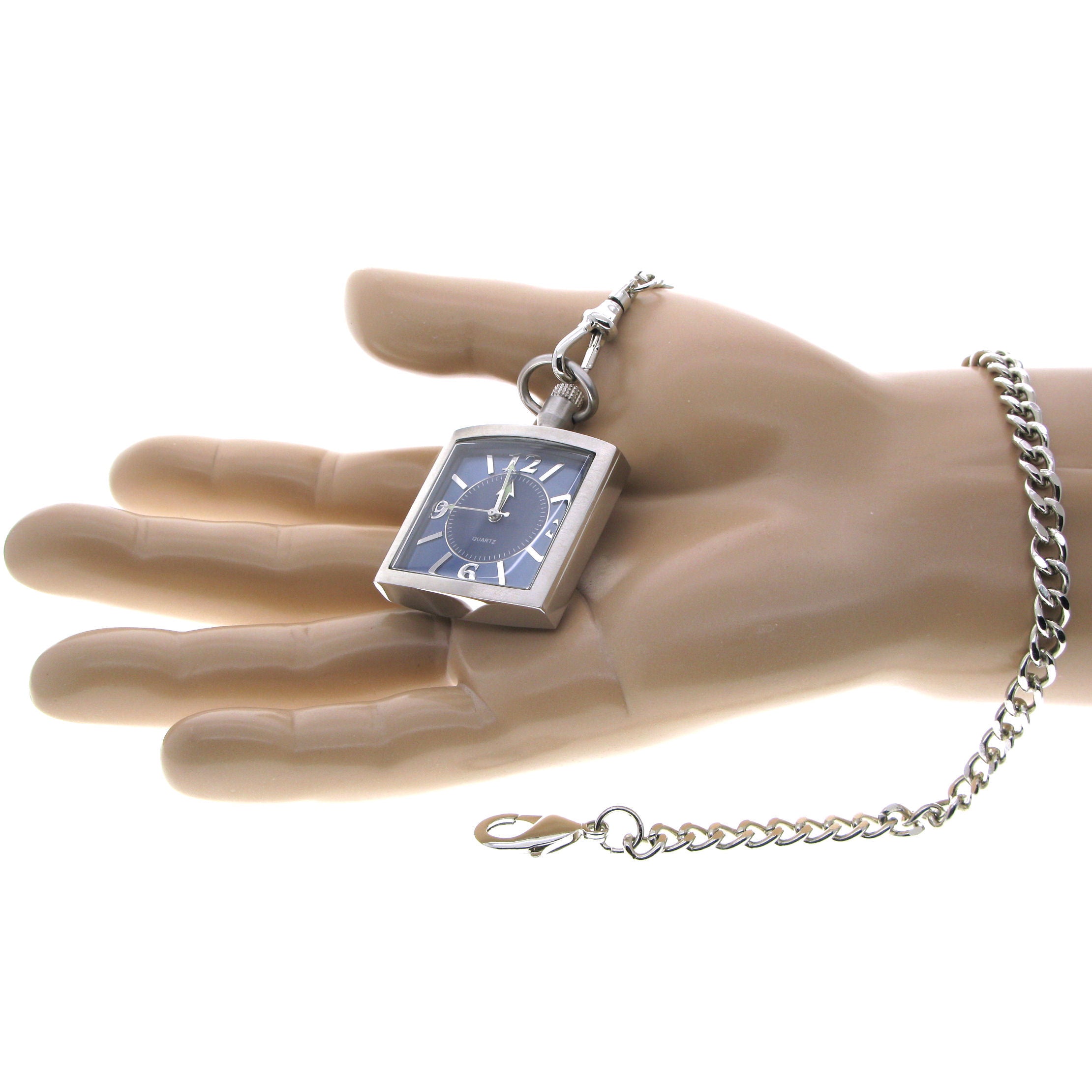 STEEL Square Pocket Watch Blue Dial P257