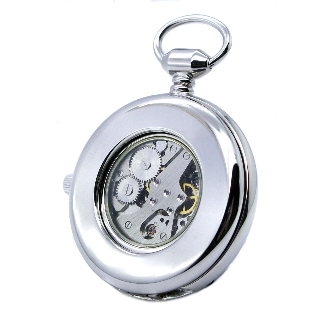 Tourbillon Design Silver Mechanical Pocket Watch Blue Dial  P300
