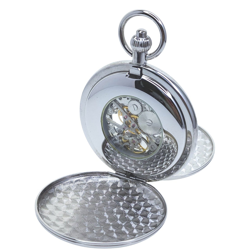 Mechanical Pocket Watch with Skeleton Movement and See through Case back