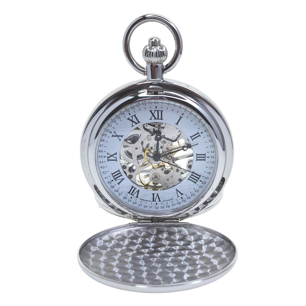 Mechanical Pocket Watch with see-through Dial viewing the skeleton movement