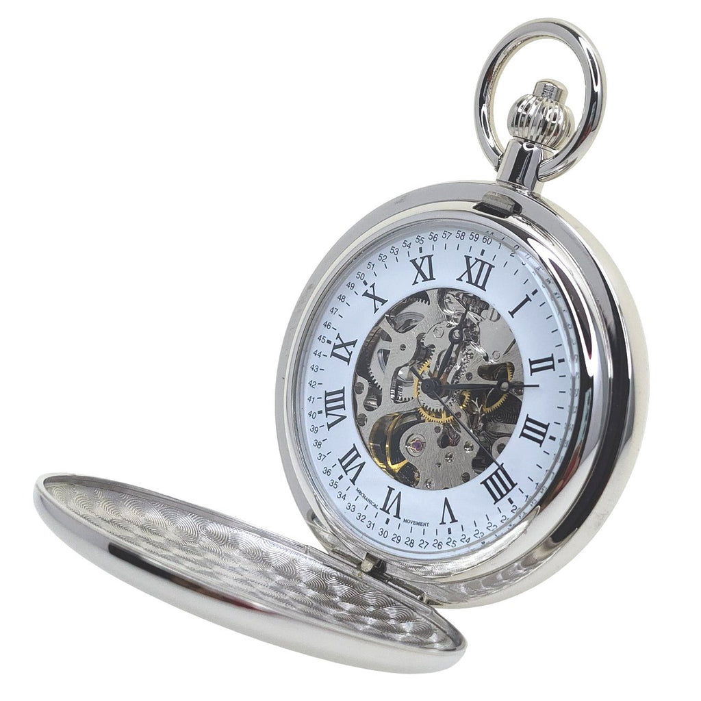 Mechanical Skeleton Pocket Watch with see through skeleton Dial
