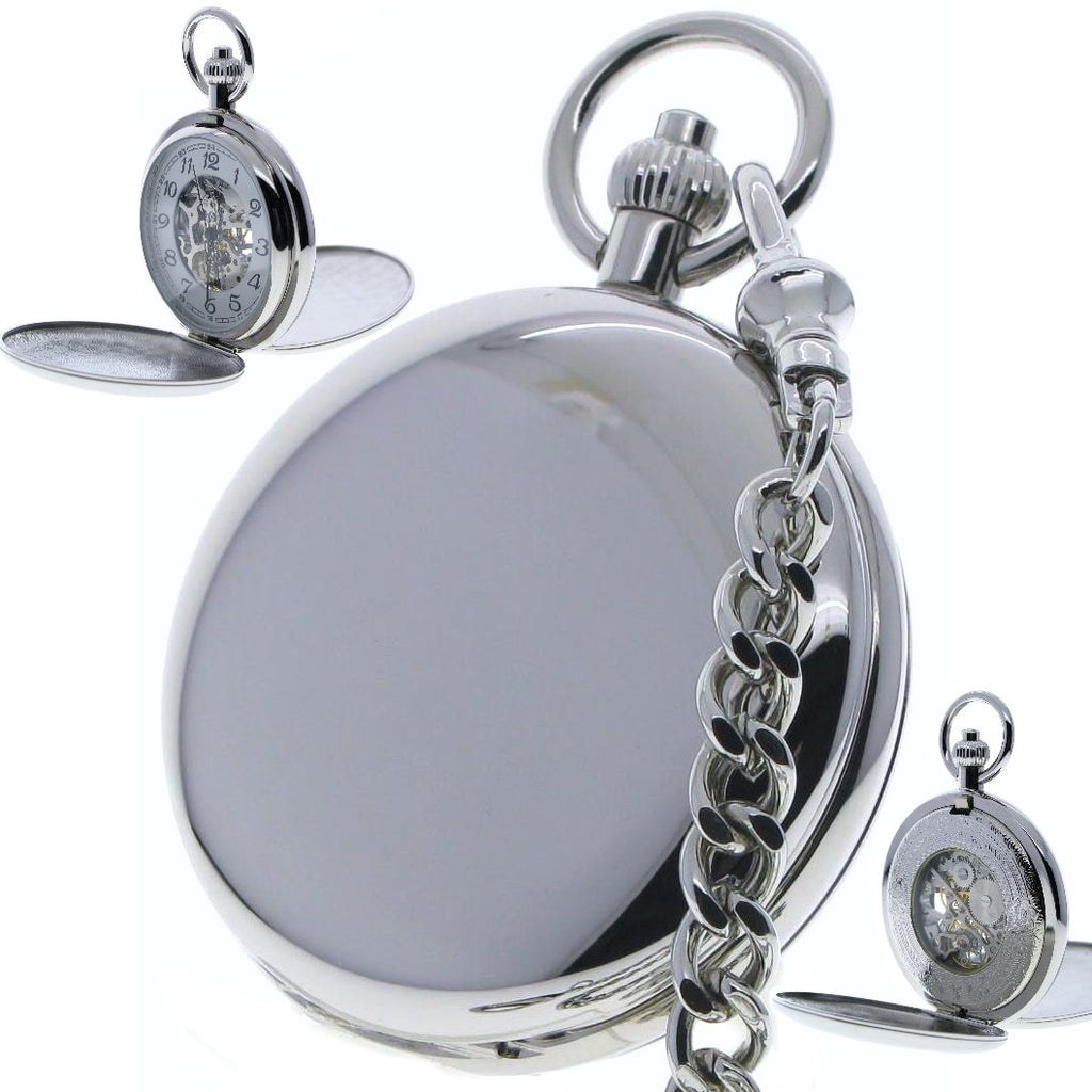 Silver Double Full Hunter Mechanical Pocket Watch