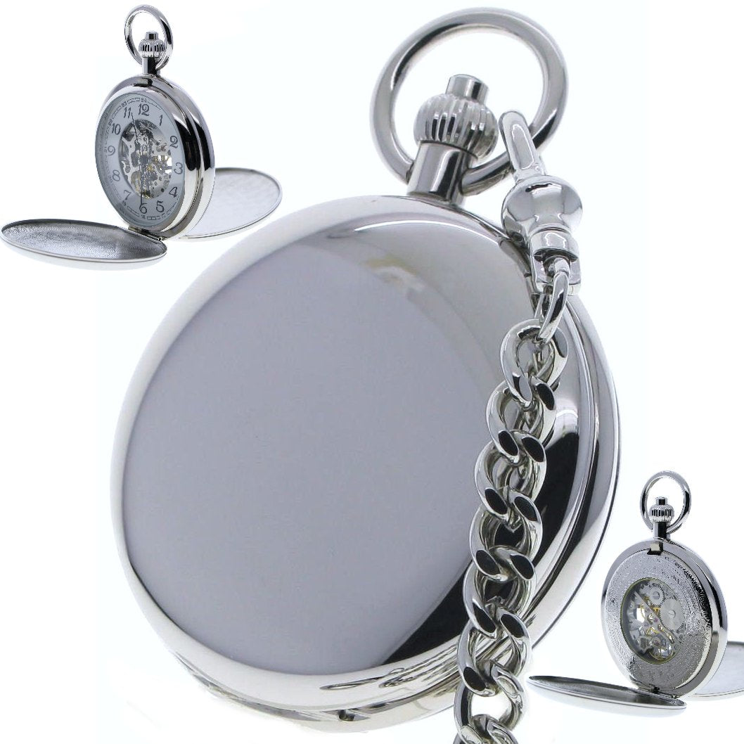 Silver Double Full Hunter Mechanical Pocket Watch
